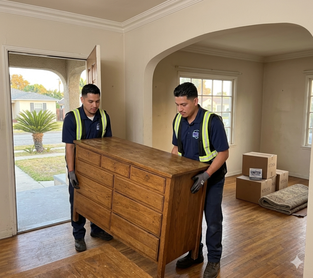 estate cleanout furniture removal Santa Ana dresser being carried