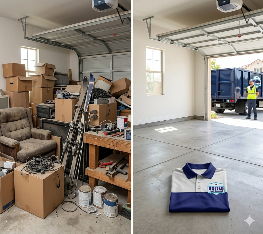 garage cleanout before and after Irvine Orange County junk removal