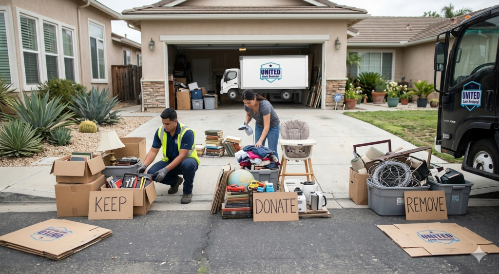 preparing a Santa Ana home for sale sorting items driveway