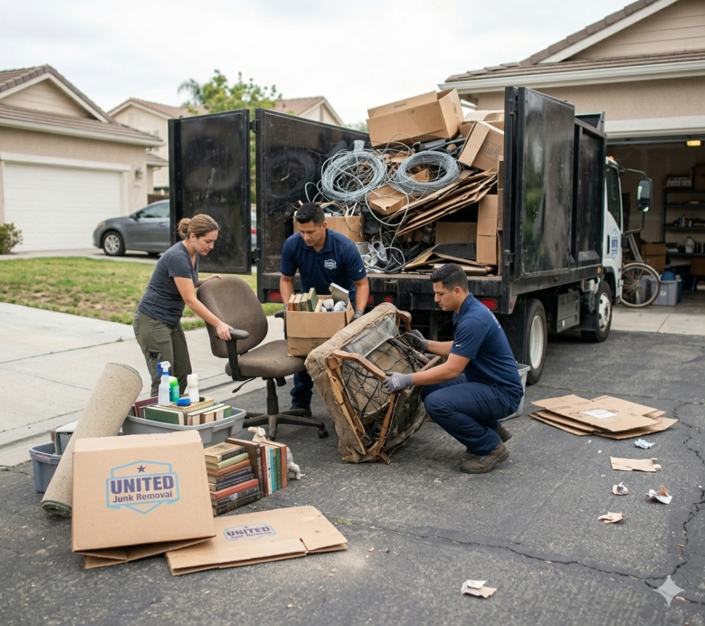 garage cleanout junk removal Orange County loading truck