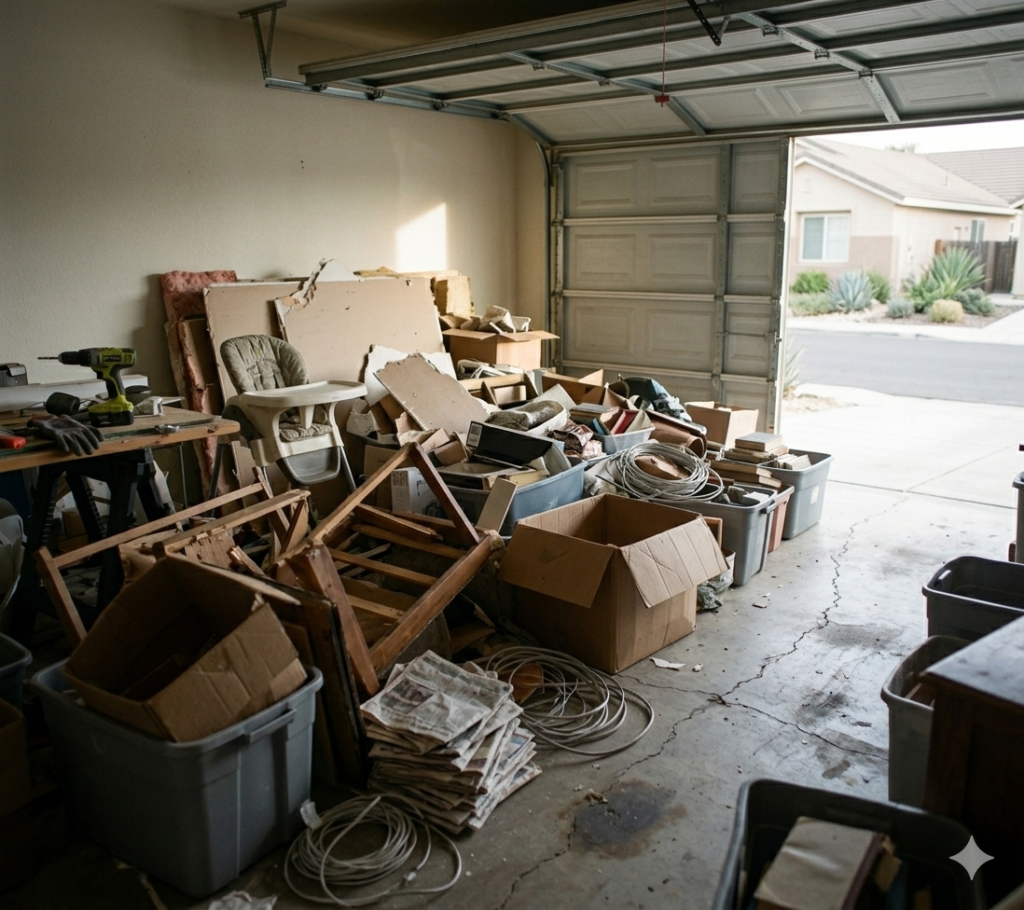 DIY debris removal Orange County cluttered garage cleanup