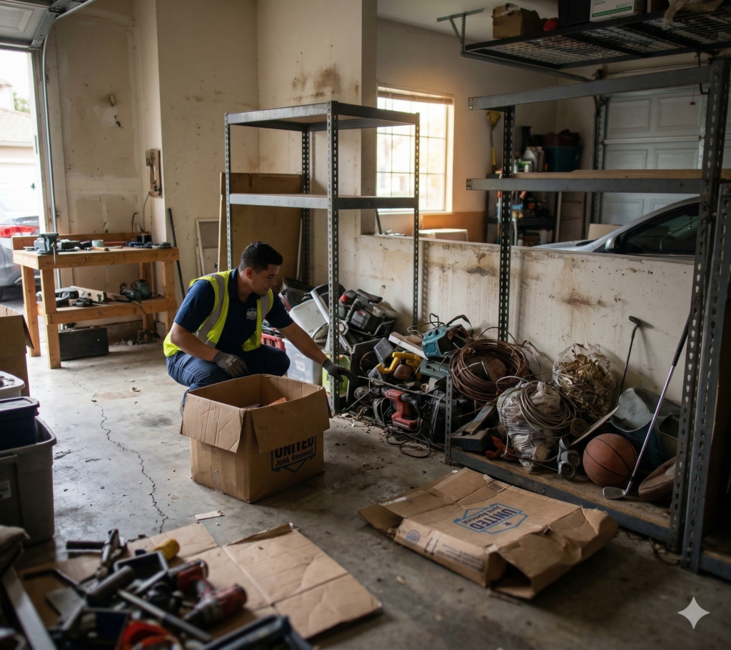garage hidden clutter behind storage racks Orange County