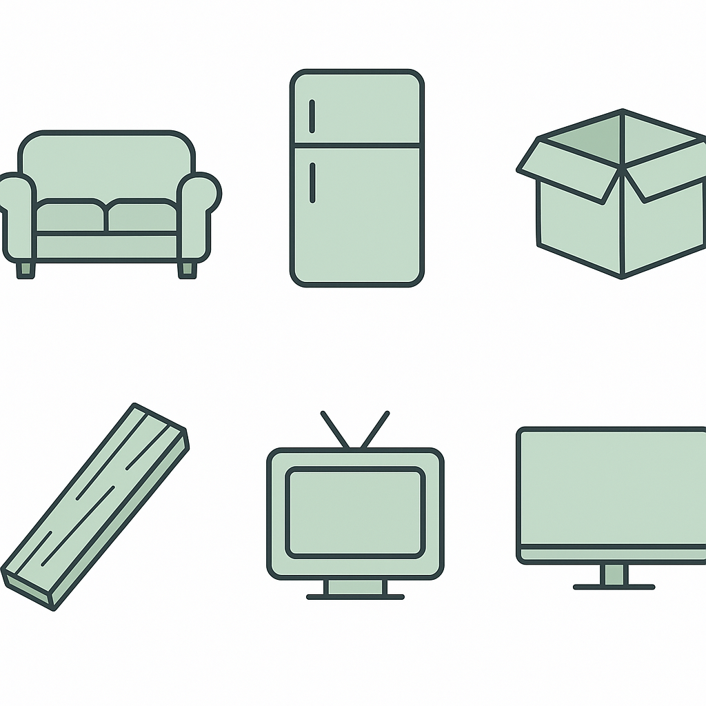 Icons showing common items accepted by junk removal services