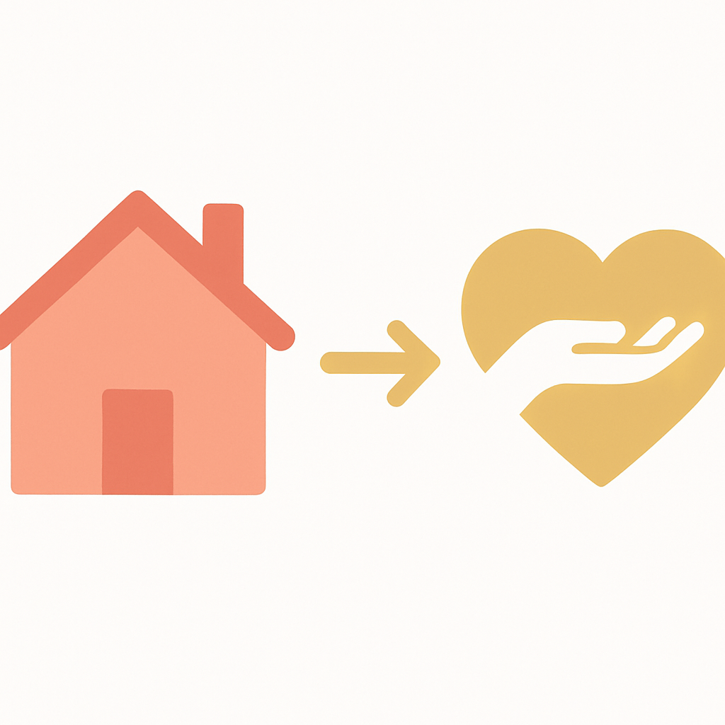 Concept illustration showing estate cleanout items going to donation