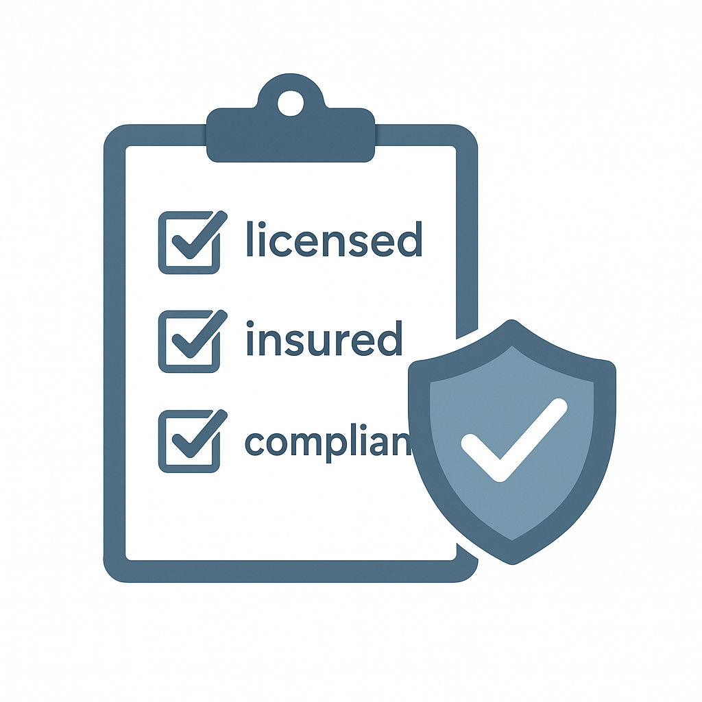 Checklist illustration showing junk removal company vetting criteria