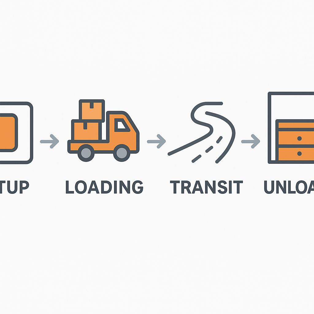 Timeline showing four phases of local moving day process