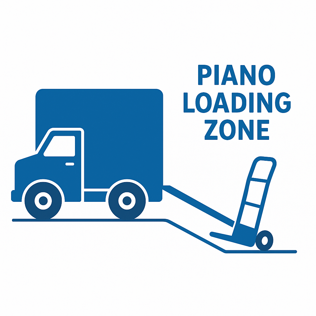 Junk removal truck with ramp and dolly for piano loading