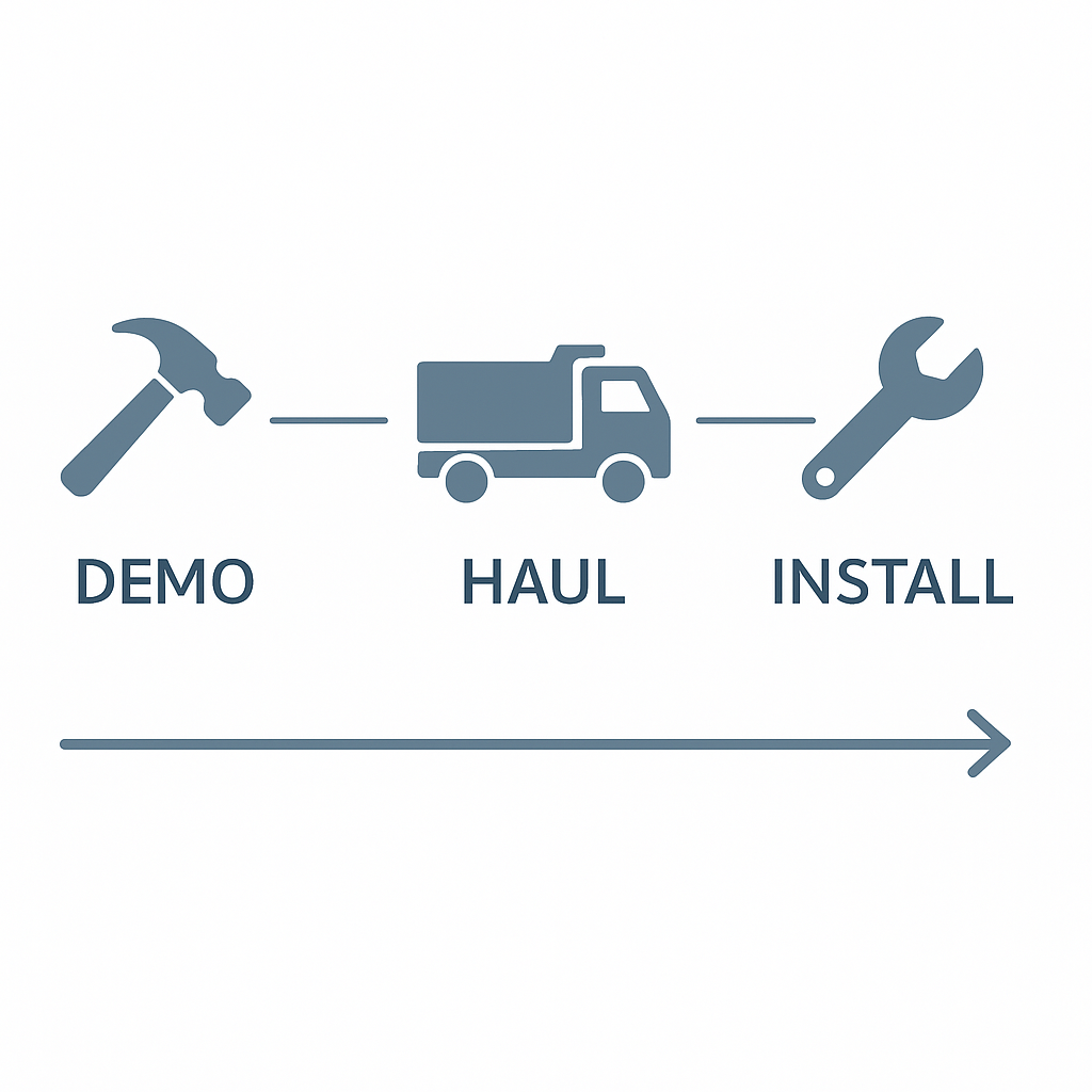 Diagram showing optimal timing for debris removal during home renovation timeline