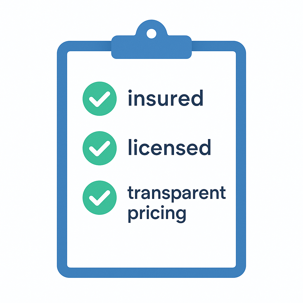 Checklist showing junk removal service evaluation criteria