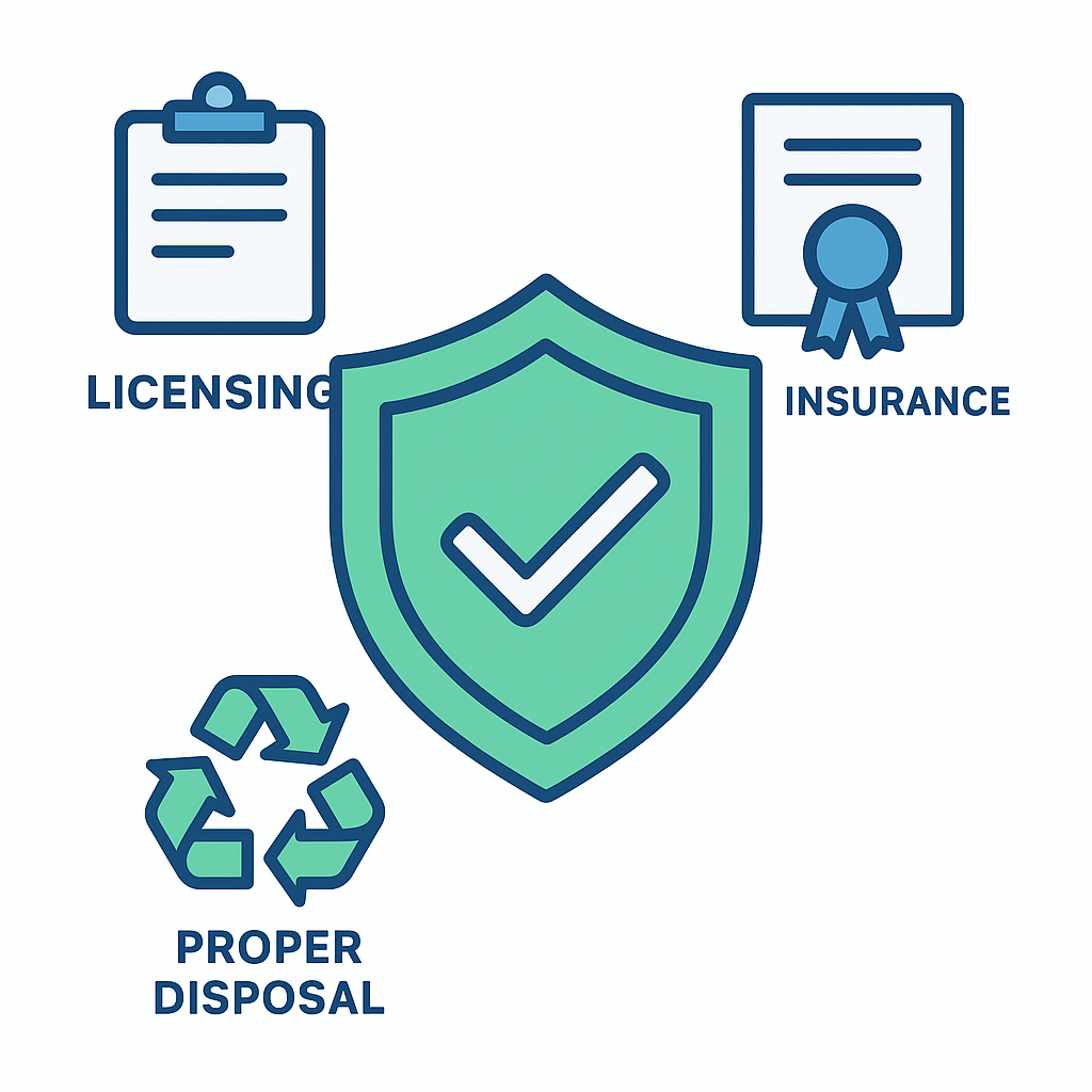 Illustration showing benefits of licensed junk removal services