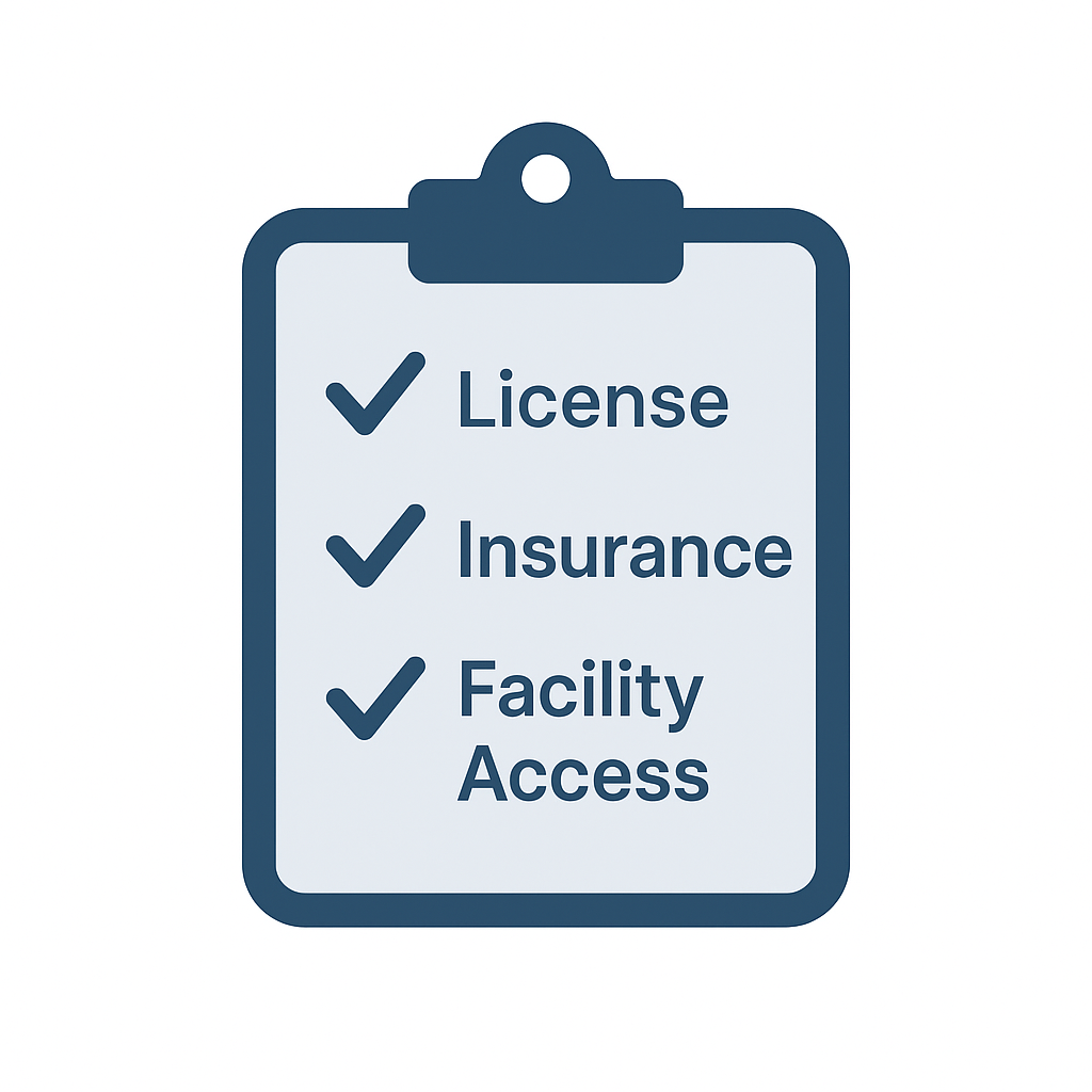 Checklist illustration showing licensed hauler credentials