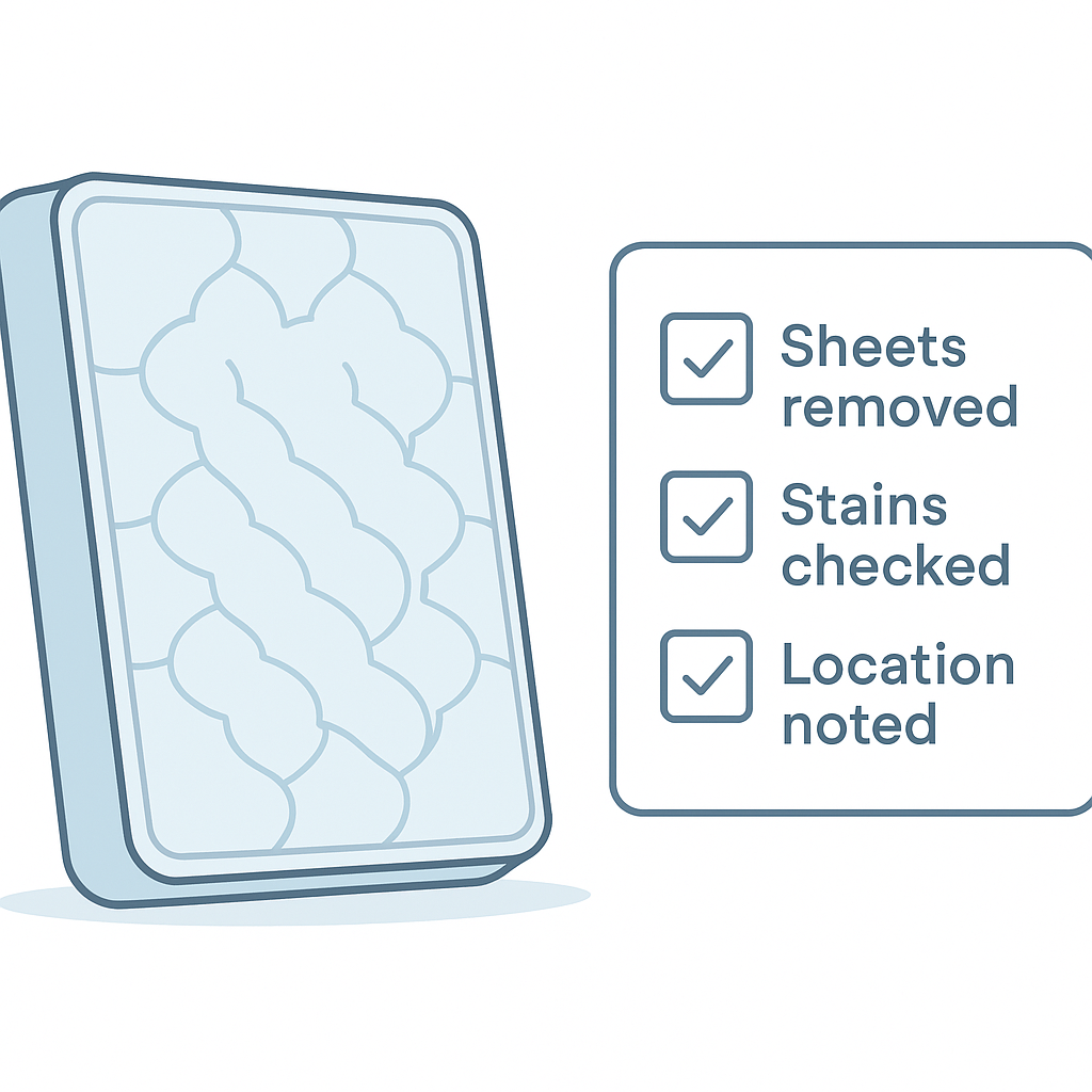 Mattress preparation checklist illustration for disposal