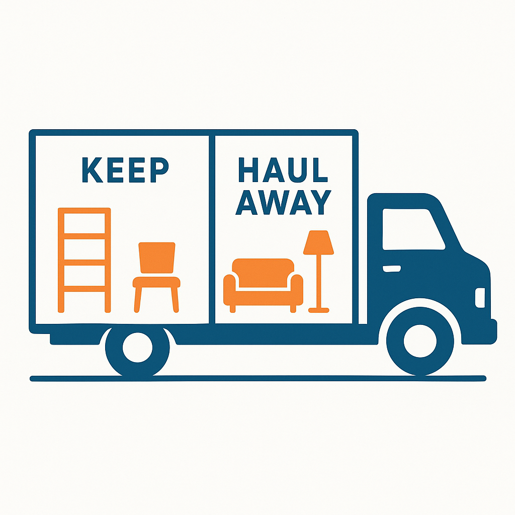 Diagram of truck with keep and haul away sections for moving