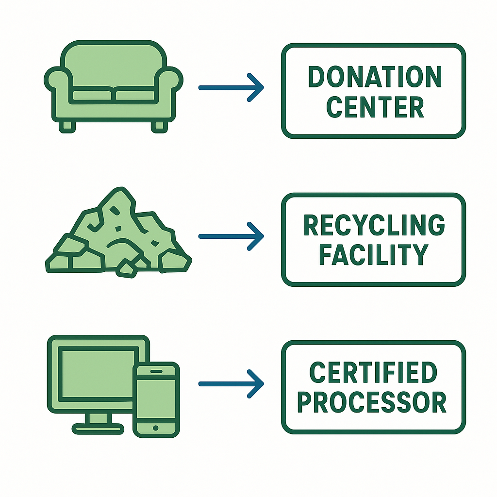 Flowchart showing how different junk types route to appropriate OC disposal facilities