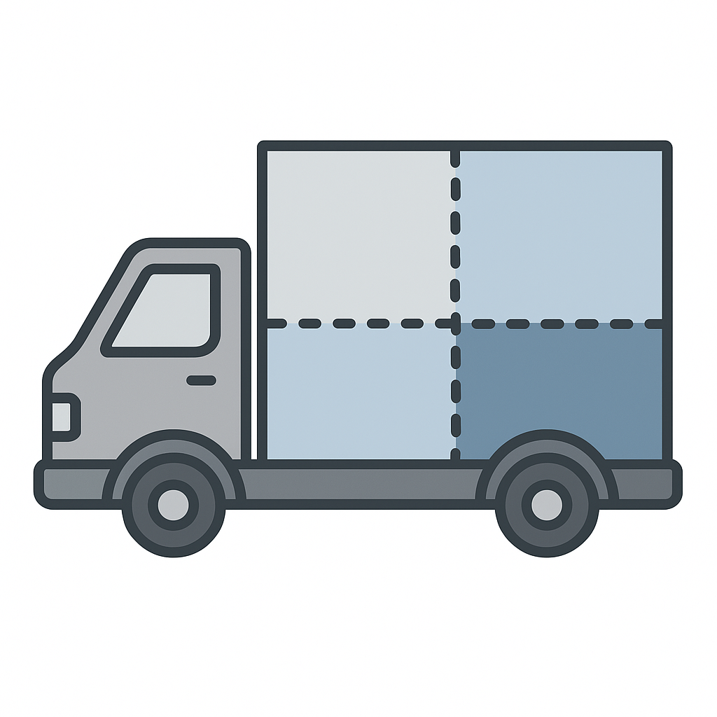 Diagram showing truck load volume measurement in quarter increments