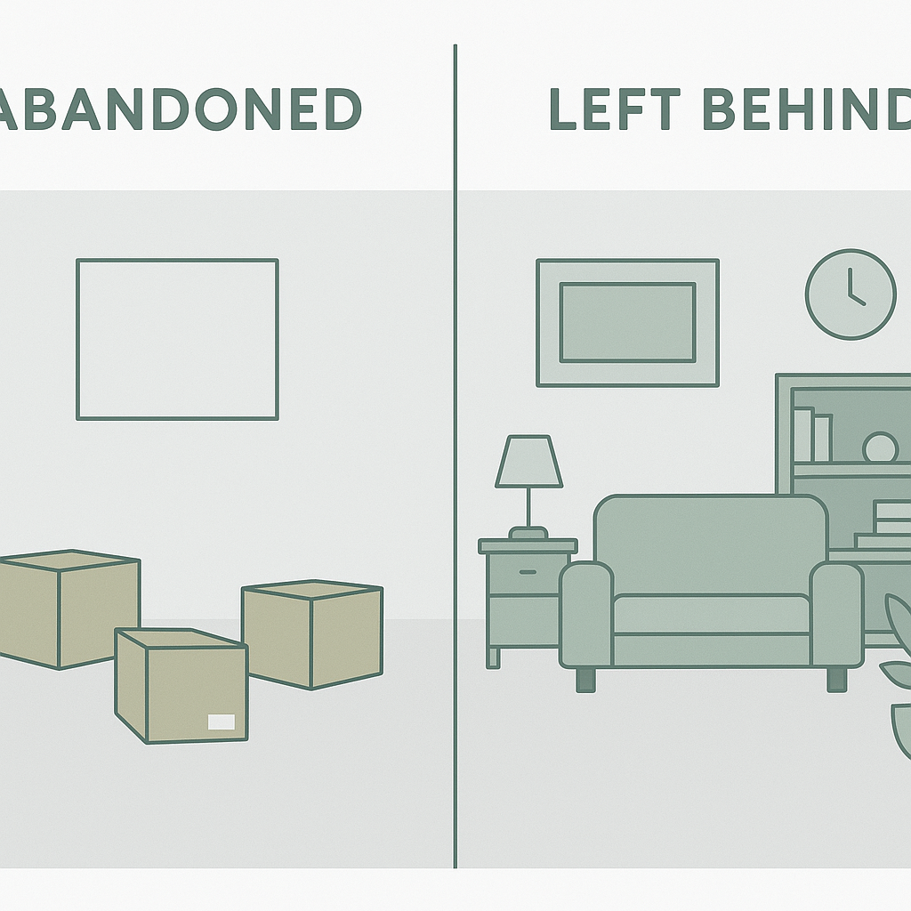 Comparison of abandoned property versus tenant belongings left behind