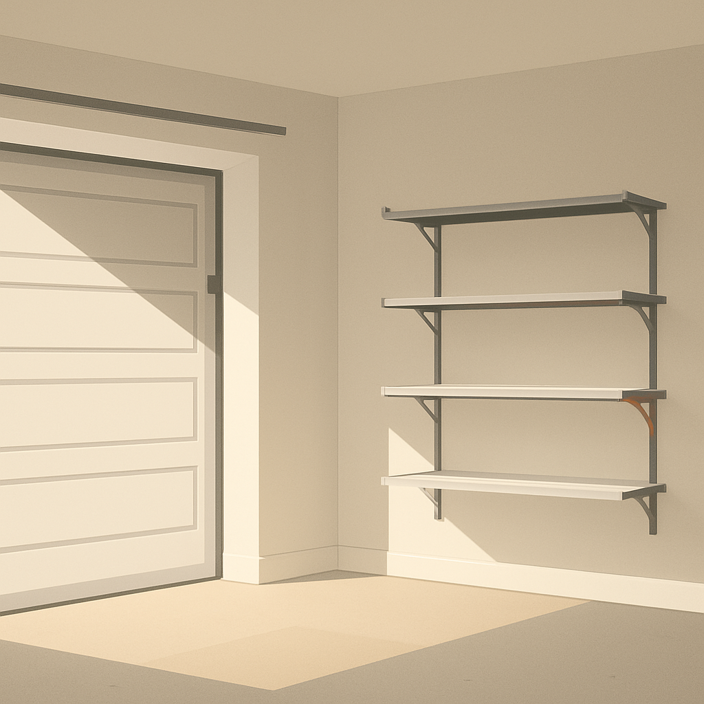 Clean empty garage shelves after successful paint can cleanout