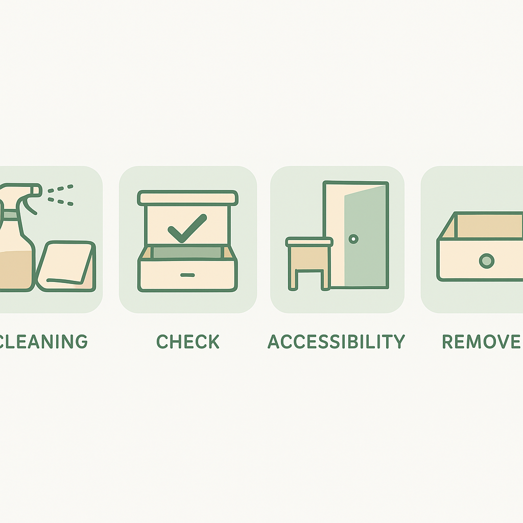Four-step furniture donation preparation process illustration