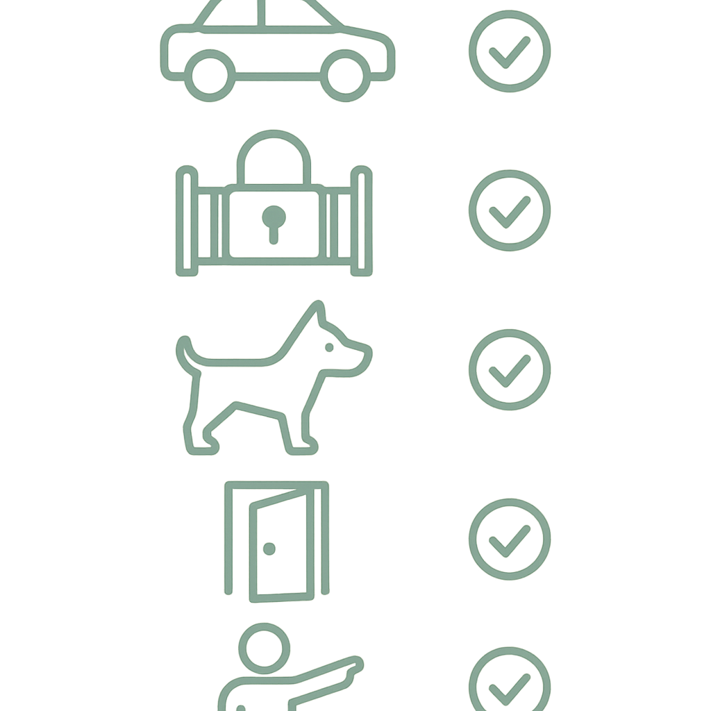Day-of checklist icons for junk removal preparation