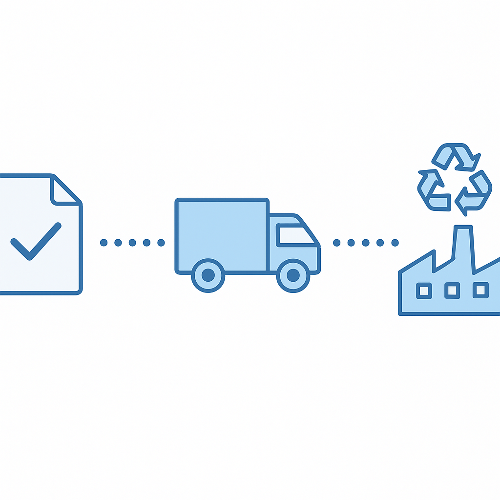 Documentation flow diagram showing hauling receipt to disposal facility verification