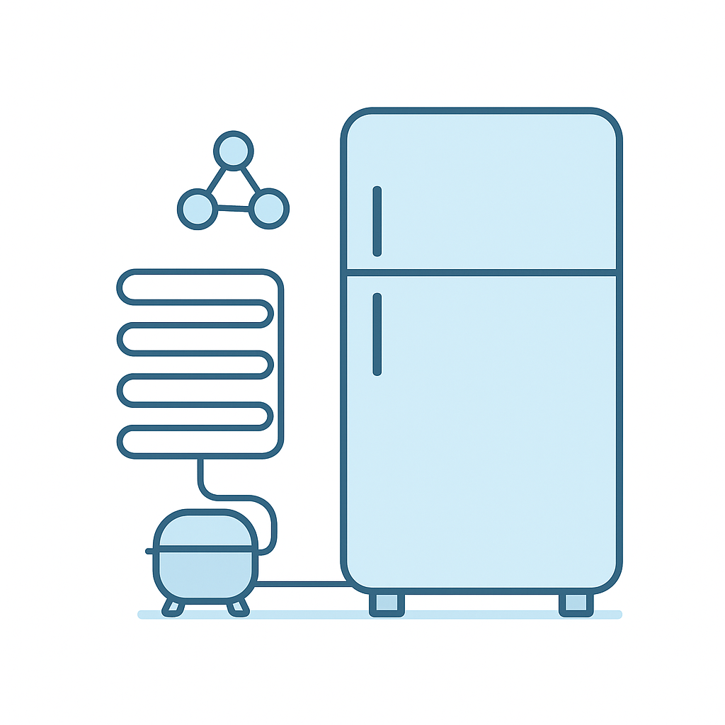 Diagram showing refrigerator components requiring proper disposal in Orange County