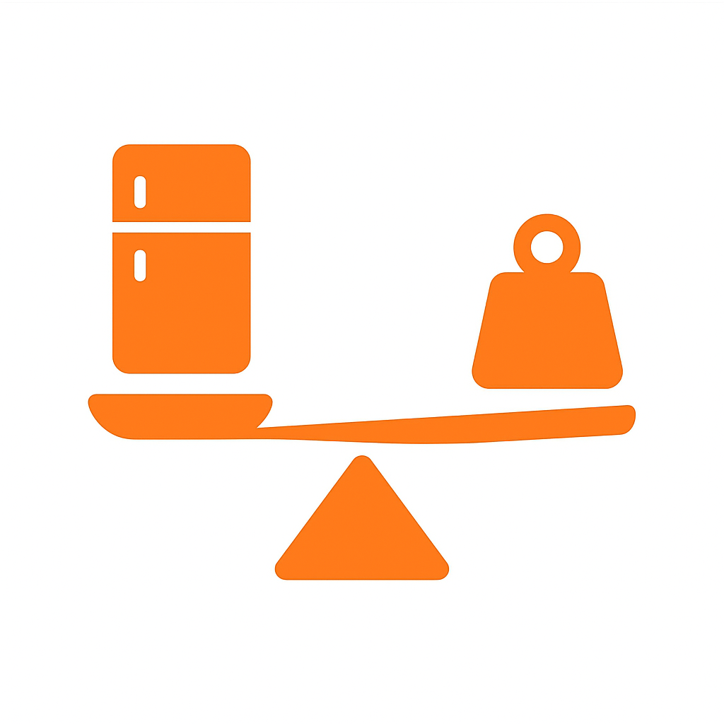 Illustration showing refrigerator weight considerations for safe removal