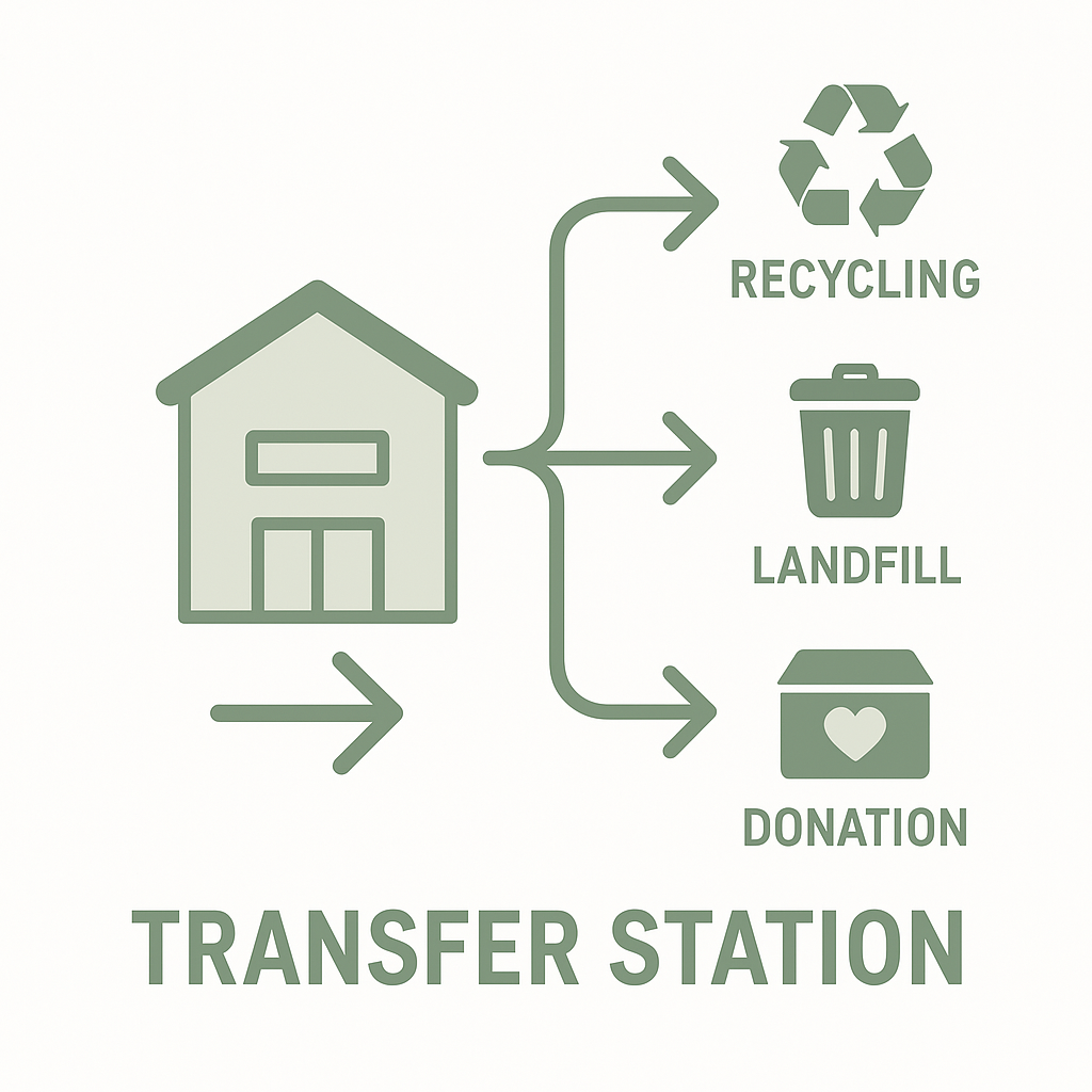 Diagram showing how items flow through a transfer station to different destinations